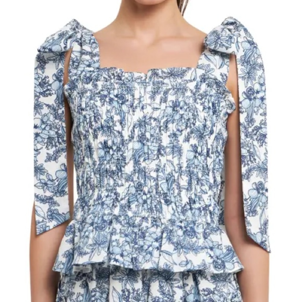Endless Rose Blue and White Floral Blouse